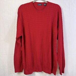 Izod Cable Knit Sweater Size XL Like New Red 100% cotton crewneck